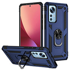 Coque Contour Silicone et Plastique Housse Etui Mat avec Magnetique Support Bague Anneau pour Xiaomi Mi 12S Pro 5G Bleu