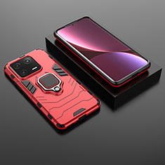 Coque Contour Silicone et Plastique Housse Etui Mat avec Magnetique Support Bague Anneau pour Xiaomi Mi 13 Pro 5G Rouge