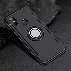 Coque Contour Silicone et Plastique Housse Etui Mat avec Magnetique Support Bague Anneau pour Xiaomi Mi 8 Noir
