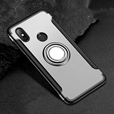 Coque Contour Silicone et Plastique Housse Etui Mat avec Magnetique Support Bague Anneau pour Xiaomi Mi A2 Lite Argent