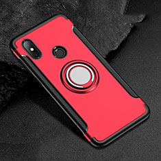 Coque Contour Silicone et Plastique Housse Etui Mat avec Magnetique Support Bague Anneau pour Xiaomi Mi A2 Lite Rouge