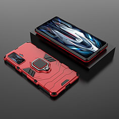 Coque Contour Silicone et Plastique Housse Etui Mat avec Magnetique Support Bague Anneau pour Xiaomi Poco F4 GT 5G Rouge
