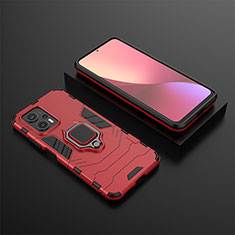 Coque Contour Silicone et Plastique Housse Etui Mat avec Magnetique Support Bague Anneau pour Xiaomi Poco X4 GT 5G Rouge