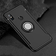 Coque Contour Silicone et Plastique Housse Etui Mat avec Magnetique Support Bague Anneau pour Xiaomi Redmi 6 Pro Noir