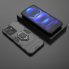 Coque Contour Silicone et Plastique Housse Etui Mat avec Magnetique Support Bague Anneau pour Xiaomi Redmi Note 12 4G Noir