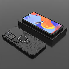 Coque Contour Silicone et Plastique Housse Etui Mat avec Magnetique Support Bague Anneau pour Xiaomi Redmi Note 12 Pro 4G Noir