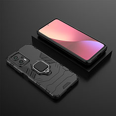 Coque Contour Silicone et Plastique Housse Etui Mat avec Magnetique Support Bague Anneau pour Xiaomi Redmi Note 12T Pro 5G Noir