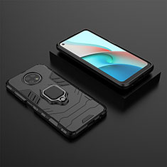 Coque Contour Silicone et Plastique Housse Etui Mat avec Magnetique Support Bague Anneau pour Xiaomi Redmi Note 9T 5G Noir