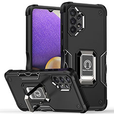 Coque Contour Silicone et Plastique Housse Etui Mat avec Magnetique Support Bague Anneau QW1 pour Samsung Galaxy A32 4G Noir