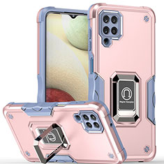 Coque Contour Silicone et Plastique Housse Etui Mat avec Magnetique Support Bague Anneau QW1 pour Samsung Galaxy F12 Rose