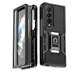 Coque Contour Silicone et Plastique Housse Etui Mat avec Magnetique Support Bague Anneau QW1 pour Samsung Galaxy Z Fold3 5G Noir