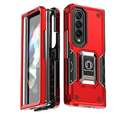 Coque Contour Silicone et Plastique Housse Etui Mat avec Magnetique Support Bague Anneau QW1 pour Samsung Galaxy Z Fold4 5G Rouge