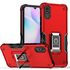 Coque Contour Silicone et Plastique Housse Etui Mat avec Magnetique Support Bague Anneau QW1 pour Xiaomi Redmi 9A Rouge