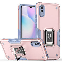 Coque Contour Silicone et Plastique Housse Etui Mat avec Magnetique Support Bague Anneau QW1 pour Xiaomi Redmi 9AT Rose