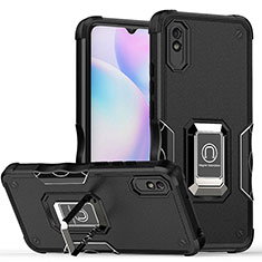 Coque Contour Silicone et Plastique Housse Etui Mat avec Magnetique Support Bague Anneau QW1 pour Xiaomi Redmi 9i Noir