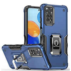 Coque Contour Silicone et Plastique Housse Etui Mat avec Magnetique Support Bague Anneau QW1 pour Xiaomi Redmi Note 12 Pro 4G Bleu