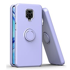 Coque Contour Silicone et Plastique Housse Etui Mat avec Magnetique Support Bague Anneau QW1 pour Xiaomi Redmi Note 9S Violet