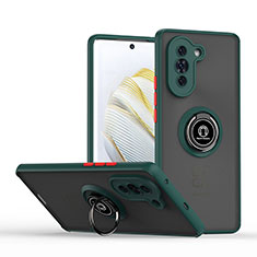 Coque Contour Silicone et Plastique Housse Etui Mat avec Magnetique Support Bague Anneau QW2 pour Huawei Nova 10 Vert Nuit