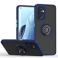 Coque Contour Silicone et Plastique Housse Etui Mat avec Magnetique Support Bague Anneau QW2 pour OnePlus Nord CE 2 5G Bleu