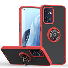 Coque Contour Silicone et Plastique Housse Etui Mat avec Magnetique Support Bague Anneau QW2 pour OnePlus Nord CE 2 5G Rouge