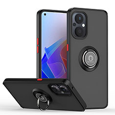 Coque Contour Silicone et Plastique Housse Etui Mat avec Magnetique Support Bague Anneau QW2 pour Oppo F21 Pro 5G Rouge et Noir