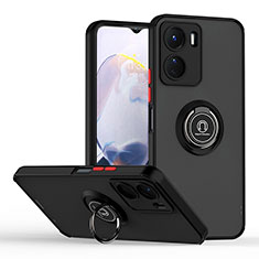 Coque Contour Silicone et Plastique Housse Etui Mat avec Magnetique Support Bague Anneau QW2 pour Vivo Y16 Rouge et Noir