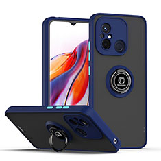 Coque Contour Silicone et Plastique Housse Etui Mat avec Magnetique Support Bague Anneau QW2 pour Xiaomi Redmi 11A 4G Bleu