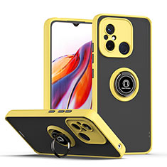 Coque Contour Silicone et Plastique Housse Etui Mat avec Magnetique Support Bague Anneau QW2 pour Xiaomi Redmi 11A 4G Jaune