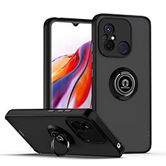 Coque Contour Silicone et Plastique Housse Etui Mat avec Magnetique Support Bague Anneau QW2 pour Xiaomi Redmi 11A 4G Noir