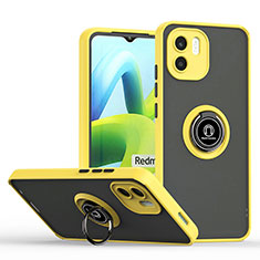 Coque Contour Silicone et Plastique Housse Etui Mat avec Magnetique Support Bague Anneau QW2 pour Xiaomi Redmi A2 Plus Jaune