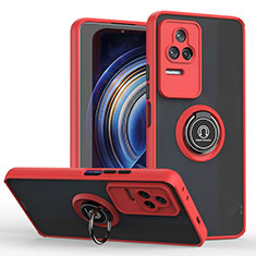 Coque Contour Silicone et Plastique Housse Etui Mat avec Magnetique Support Bague Anneau QW2 pour Xiaomi Redmi K50 5G Rouge