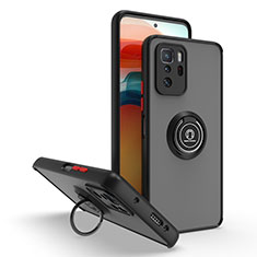 Coque Contour Silicone et Plastique Housse Etui Mat avec Magnetique Support Bague Anneau QW2 pour Xiaomi Redmi Note 10 Pro 5G Rouge et Noir