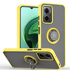 Coque Contour Silicone et Plastique Housse Etui Mat avec Magnetique Support Bague Anneau QW2 pour Xiaomi Redmi Note 11E 5G Jaune