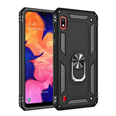 Coque Contour Silicone et Plastique Housse Etui Mat avec Magnetique Support Bague Anneau QW3 pour Samsung Galaxy A10 Noir