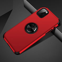 Coque Contour Silicone et Plastique Housse Etui Mat avec Magnetique Support Bague Anneau R01 pour Apple iPhone 11 Pro Rouge