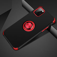 Coque Contour Silicone et Plastique Housse Etui Mat avec Magnetique Support Bague Anneau R01 pour Apple iPhone 11 Pro Rouge et Noir