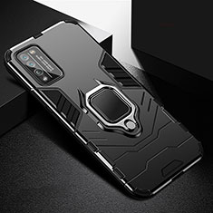 Coque Contour Silicone et Plastique Housse Etui Mat avec Magnetique Support Bague Anneau R01 pour Huawei Honor 30 Lite 5G Noir