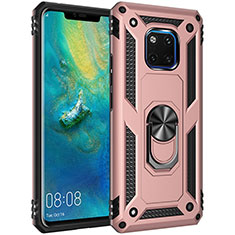 Coque Contour Silicone et Plastique Housse Etui Mat avec Magnetique Support Bague Anneau R01 pour Huawei Mate 20 Pro Or Rose