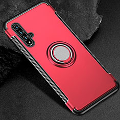 Coque Contour Silicone et Plastique Housse Etui Mat avec Magnetique Support Bague Anneau R01 pour Huawei Nova 5T Rouge