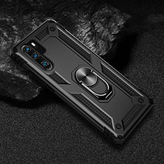 Coque Contour Silicone et Plastique Housse Etui Mat avec Magnetique Support Bague Anneau R01 pour Huawei P30 Pro Noir