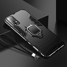 Coque Contour Silicone et Plastique Housse Etui Mat avec Magnetique Support Bague Anneau R01 pour Xiaomi Redmi 9 Power Noir