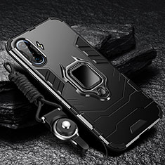 Coque Contour Silicone et Plastique Housse Etui Mat avec Magnetique Support Bague Anneau R01 pour Xiaomi Redmi K40 Gaming 5G Noir