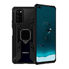 Coque Contour Silicone et Plastique Housse Etui Mat avec Magnetique Support Bague Anneau R02 pour Huawei Honor V30 Pro 5G Noir