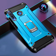 Coque Contour Silicone et Plastique Housse Etui Mat avec Magnetique Support Bague Anneau R02 pour Huawei Nova 4e Bleu Ciel