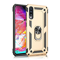 Coque Contour Silicone et Plastique Housse Etui Mat avec Magnetique Support Bague Anneau R02 pour Samsung Galaxy A70S Or