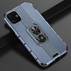 Coque Contour Silicone et Plastique Housse Etui Mat avec Magnetique Support Bague Anneau R03 pour Apple iPhone 11 Bleu