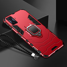 Coque Contour Silicone et Plastique Housse Etui Mat avec Magnetique Support Bague Anneau R03 pour Xiaomi Poco F4 GT 5G Rouge