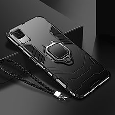 Coque Contour Silicone et Plastique Housse Etui Mat avec Magnetique Support Bague Anneau R03 pour Xiaomi Redmi K40S 5G Noir