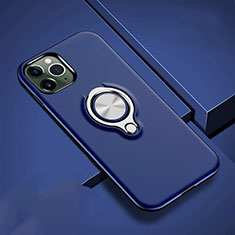 Coque Contour Silicone et Plastique Housse Etui Mat avec Magnetique Support Bague Anneau R04 pour Apple iPhone 11 Pro Bleu