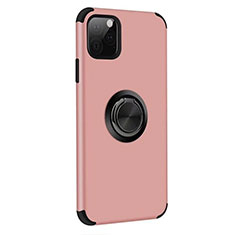 Coque Contour Silicone et Plastique Housse Etui Mat avec Magnetique Support Bague Anneau R06 pour Apple iPhone 11 Pro Max Or Rose